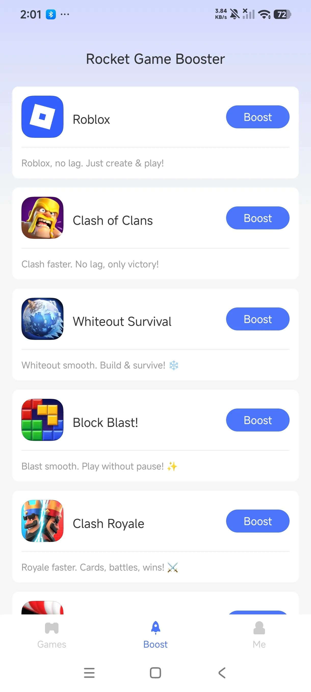 Add Clash Royale to Rocket via the Add My Games button