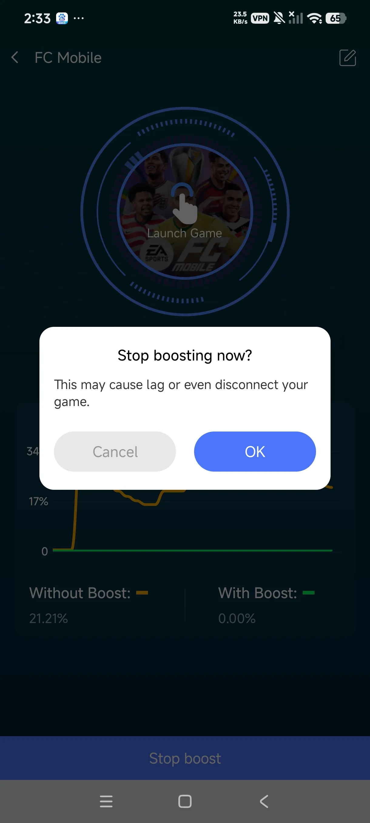 Launch and play, with a Stop Boost button
