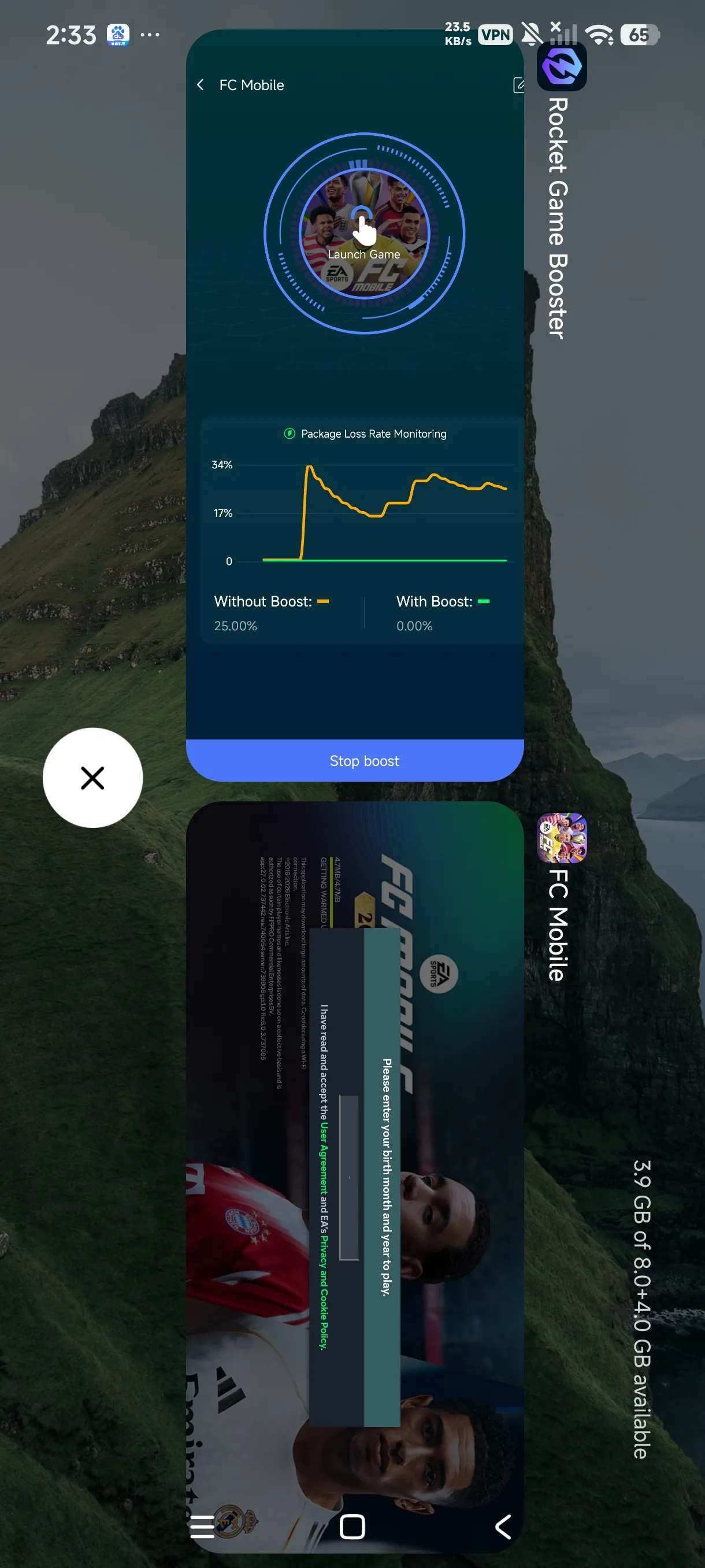 Real-time acceleration data comparison of ping