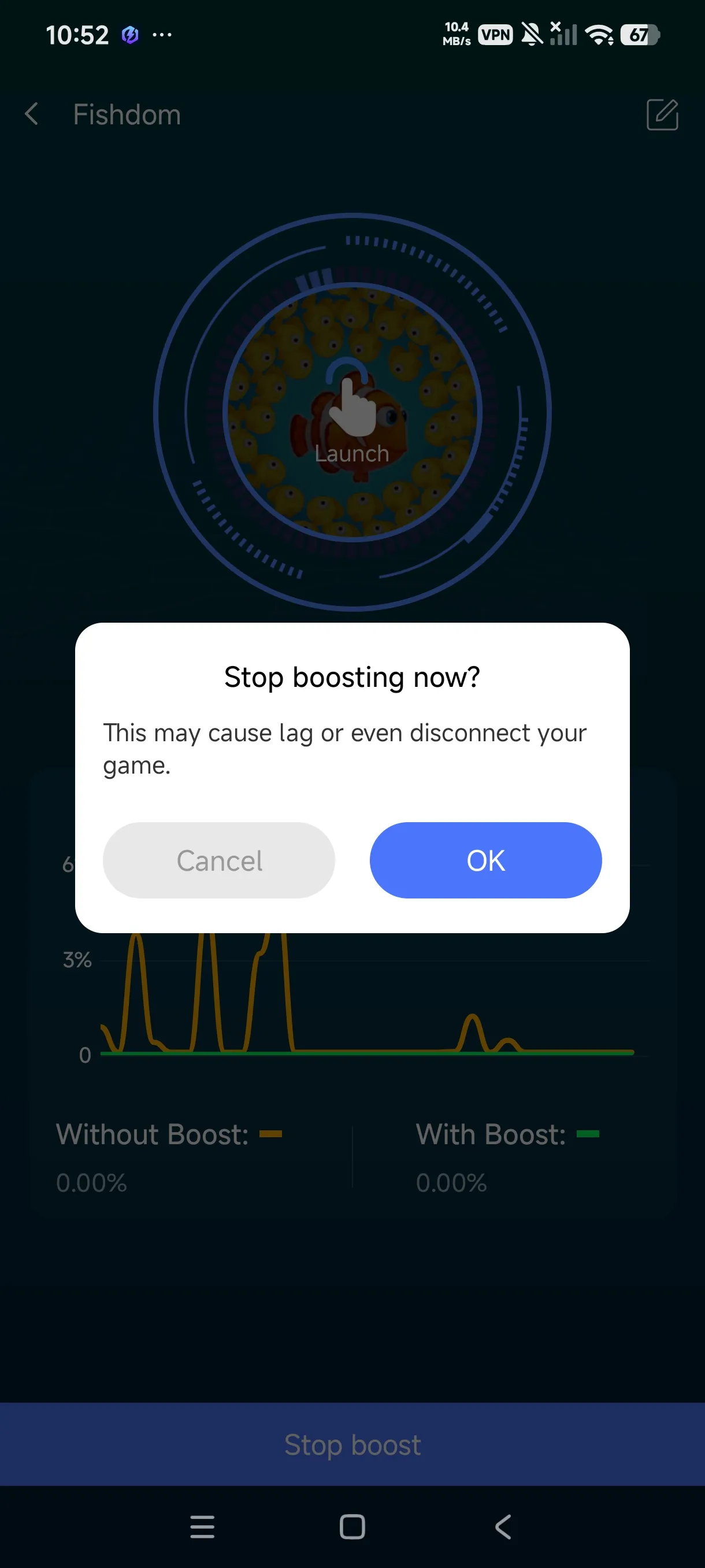 Launch and play, with a Stop Boost button