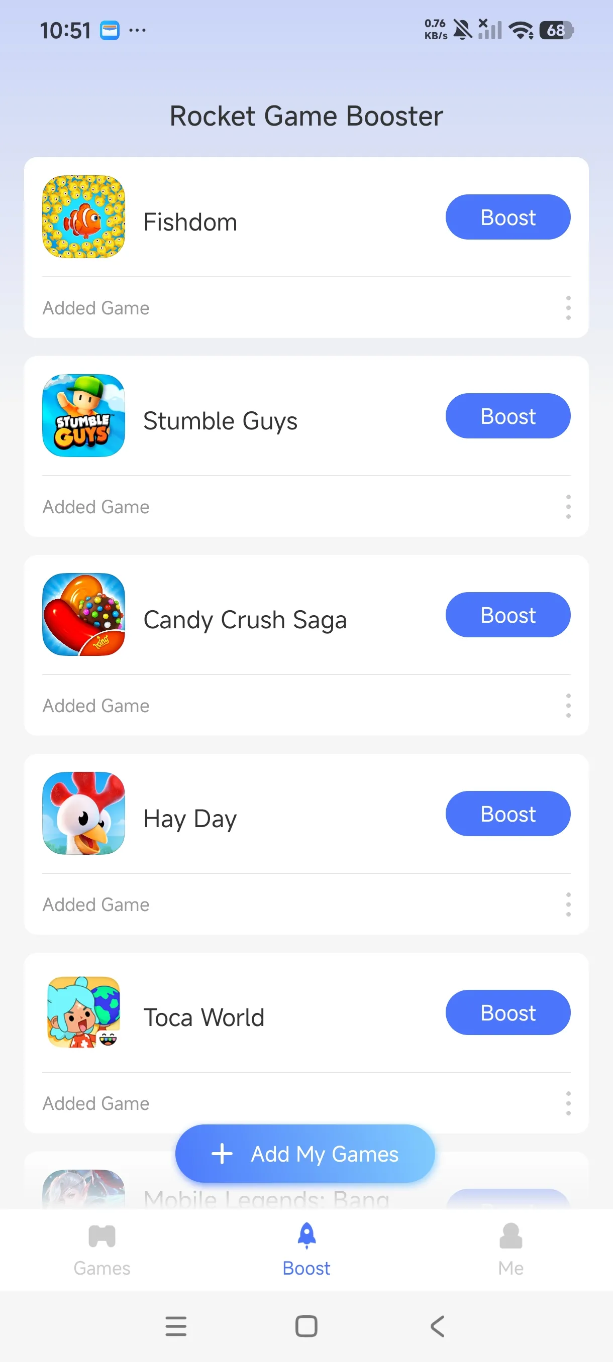 Add Fishdom to Rocket via the Add My Games button