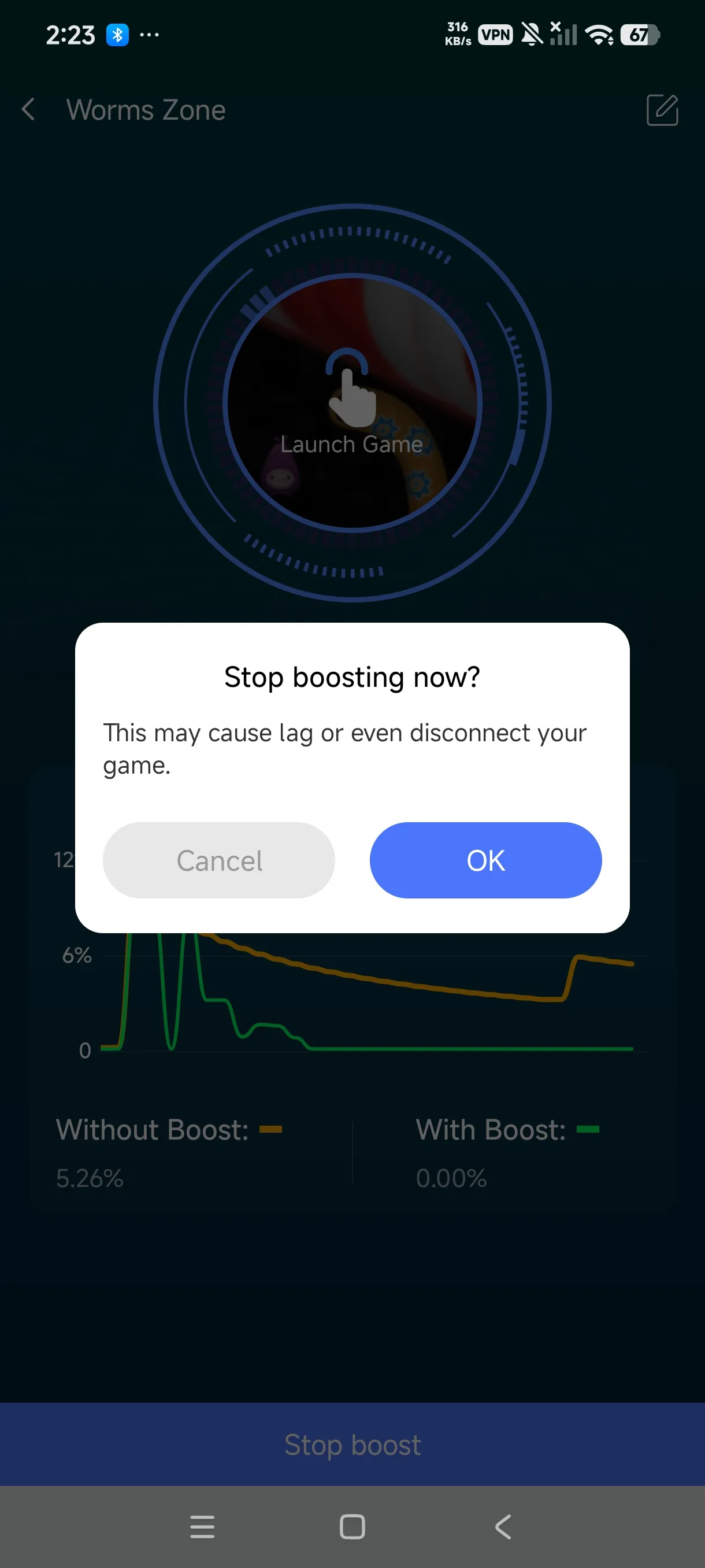 Launch and play, with a Stop Boost button